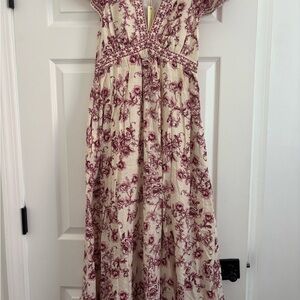 Max Studio Cream and Red Floral Maxi Dress